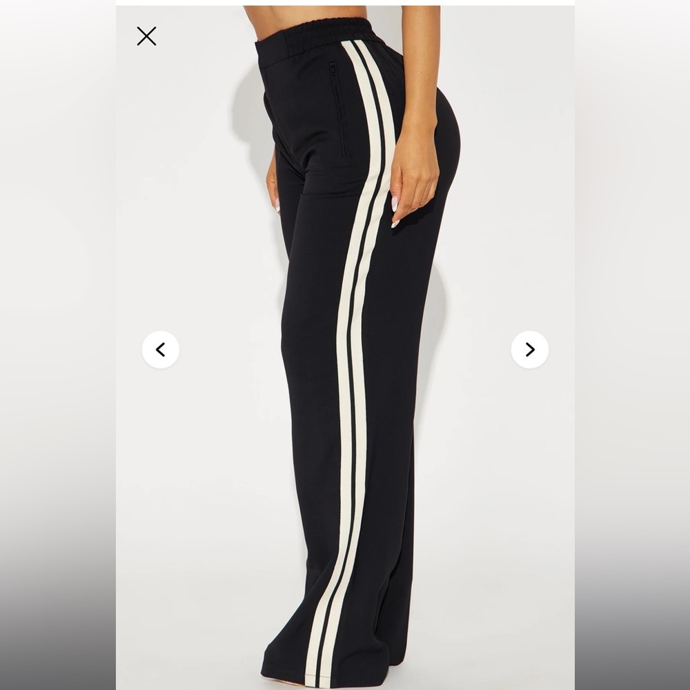 Women's Black Track Pants with White Stripes